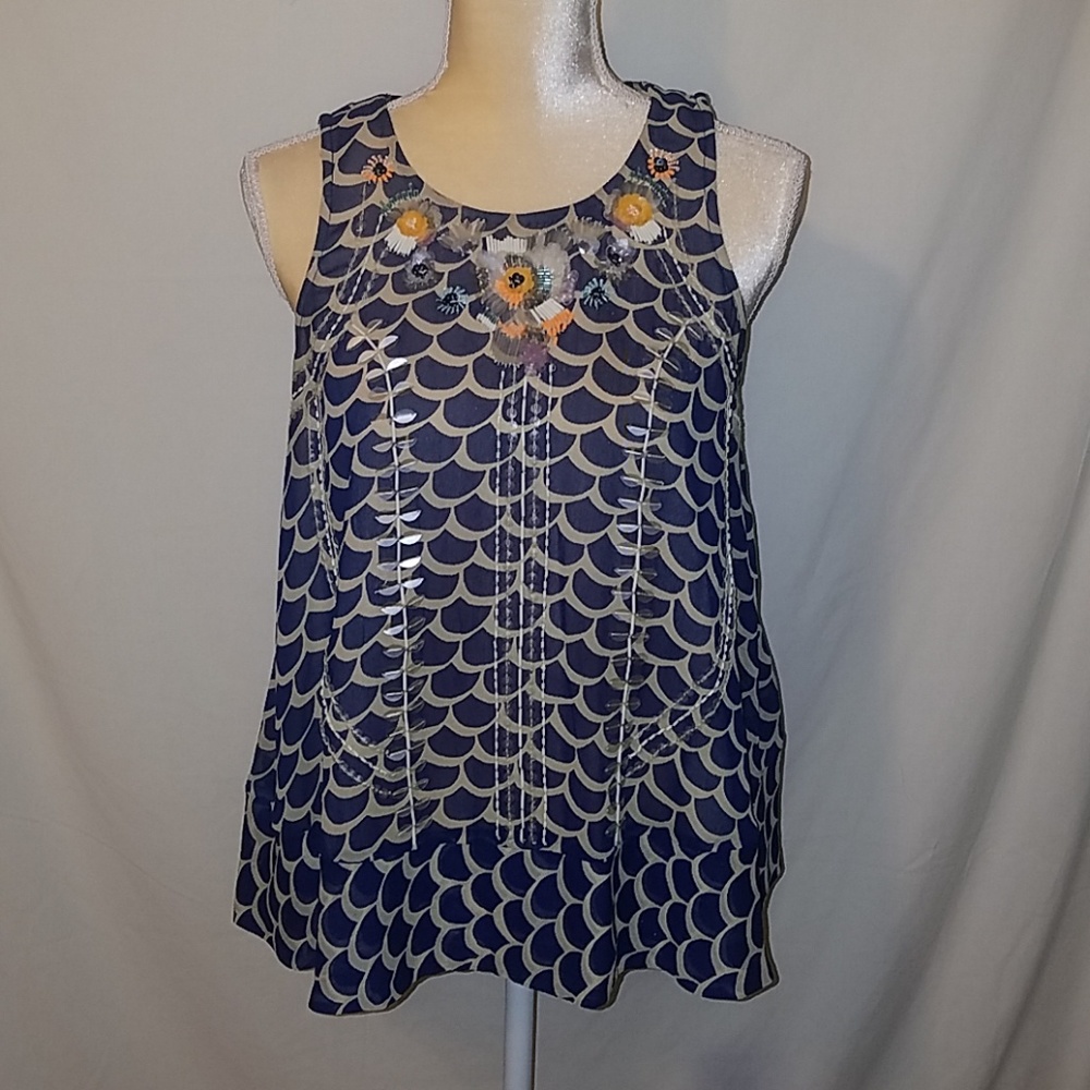 Moulinette soeurs sleeveless blouse w/beading Sm